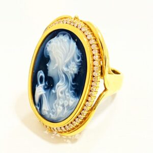 K18 カメオメレダイヤリング