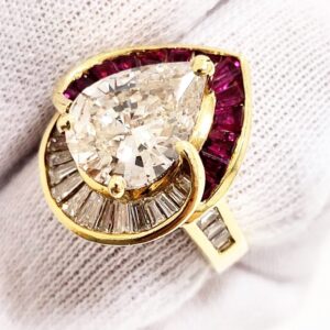 K18 ペアシェイプ ダイヤモンド ルビー リング