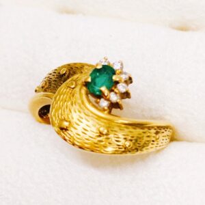 K18 エメラルド0.17ct ダイヤ0.07ct付き リング
