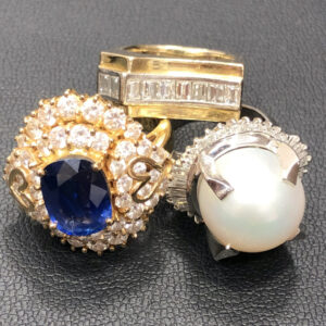 K18サファイア ダイヤモンドリング / Pt900パールリング