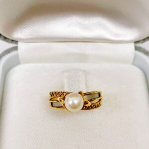 K18/Pt900 パール付リング
