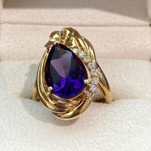 18金指輪 アメジスト付き　K18リング