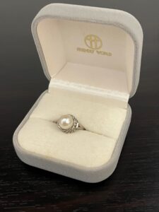 Pt900 パール メレダイヤ付きリング