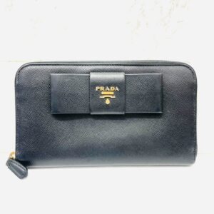 PRADA プラダ サフィアーノ 大リボン ブラック 長財布