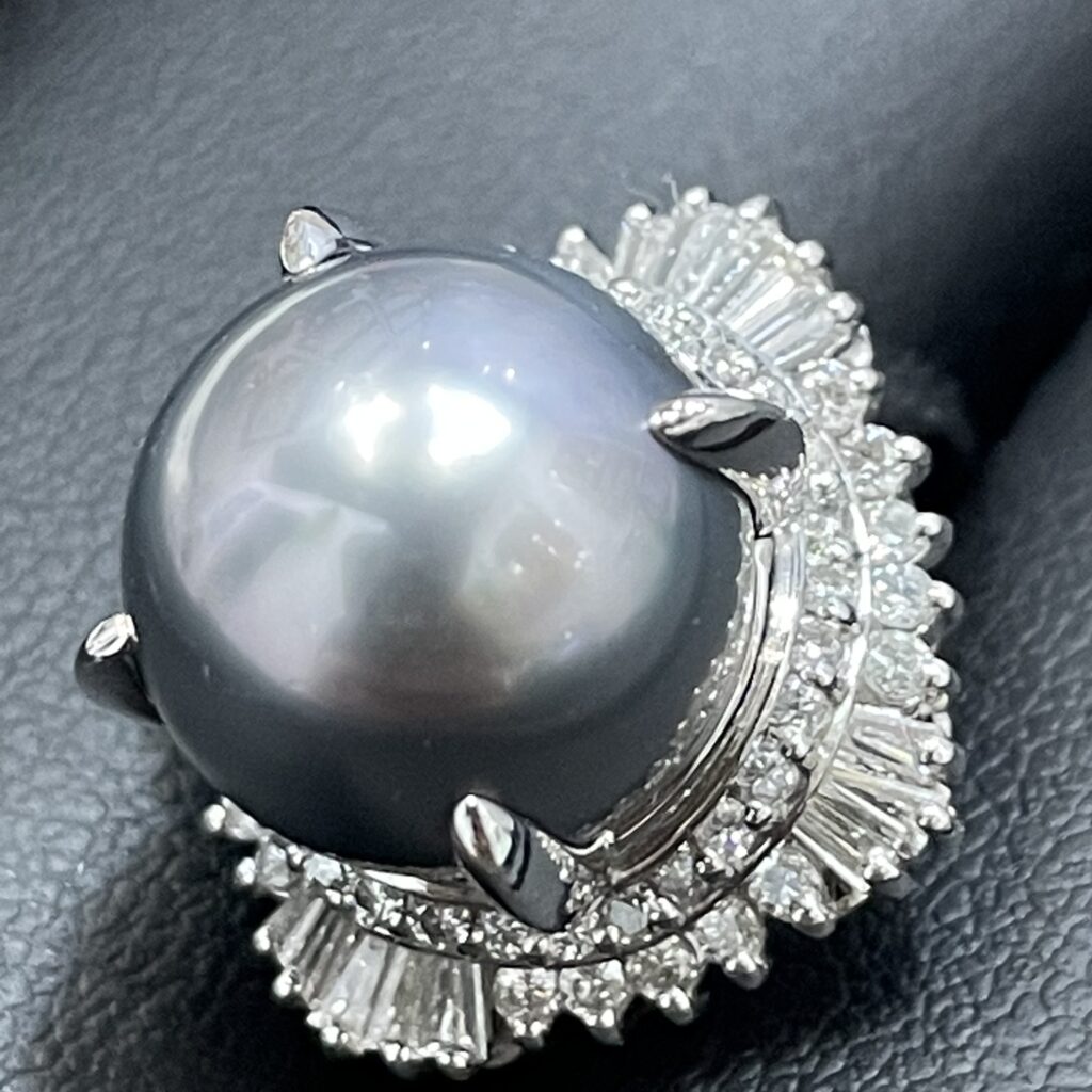 真珠メレダイヤ付きリング