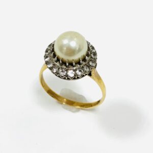 K18 パール＆MD付リング