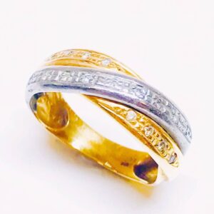 K18Pt900ハーフ メレ付きリング