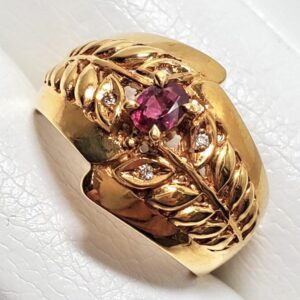 K18 ルビー メレダイヤ リング