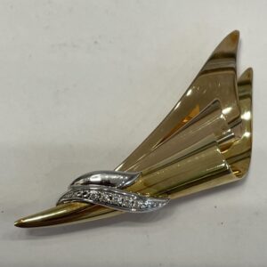 K18 スリーカラーゴルド メレ付きブローチ