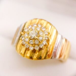 K18/Pt900 メレダイヤ付きリング