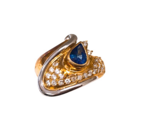 K18 PT900 サファイア メレダイヤ コンビリング