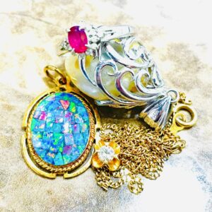 K18 Pt900 ダイヤネックレス ルビーリング オパールトップ パールトップ おまとめ