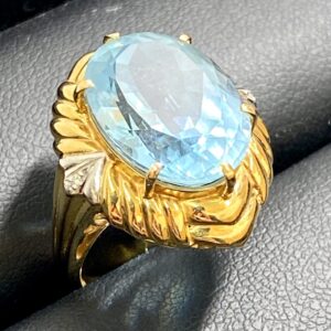 K18 Pt900 コンビ アクアマリン リング