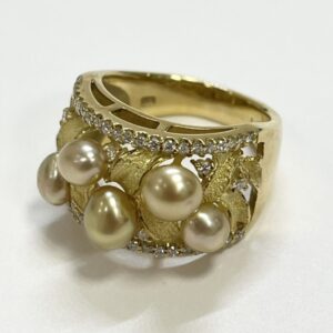 K18パール付メレダイヤ0.4ct付リング