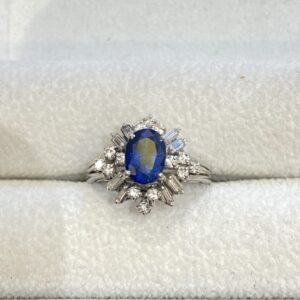 Pt900 リング サファイア 3ct メレダイヤ1.6ct