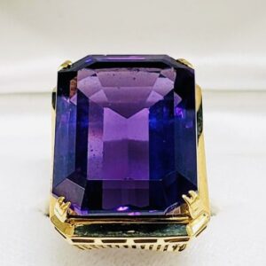 K18　アメジスト エメラルドカット　リング