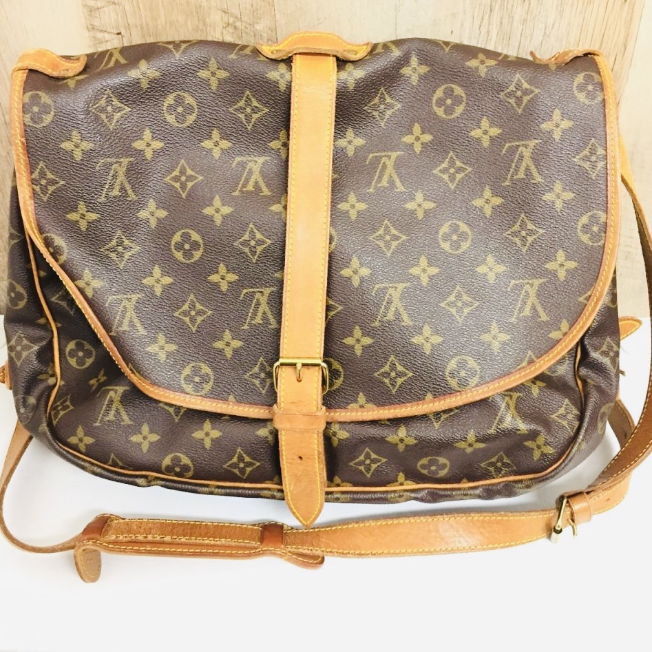 LOUIS VUITTON ルイ・ヴィトン  ソミュール35 モノグラム ショルダーバッグ レザー ブラウン M42254