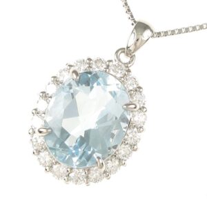Pt900 アクアマリン 4.059ct ダイヤモンド 0.68ct ネックレス