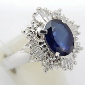 Pt900 サファイア5.04ct ダイヤモンド 1.26ct リング　