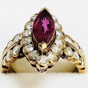K18 ルビー　メレダイヤ　リング