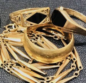 K18ネックレス＆K20リング　オニキス