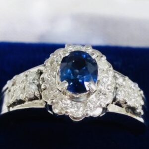 Pt900　サファイア　メレダイヤ　リング