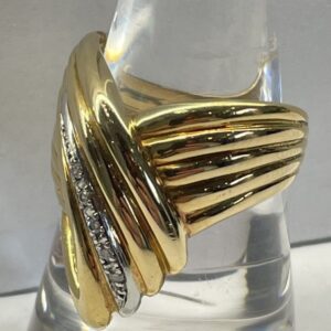 K18/Pt900 ダイヤモンド付デザインリング