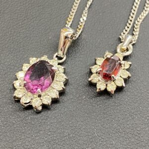 Pt850 1.2ct アメジスト 0.5ct ガーネット ネックレス