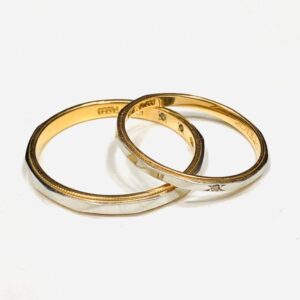 K18/Pt900 コンビ メレダイヤ付ペアリング