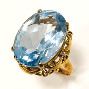 K18アクアマリン11ct付リング