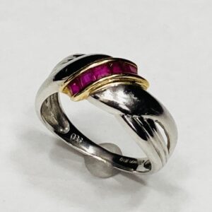 Pt900 ベース K18 0.36ct ルビー付リング