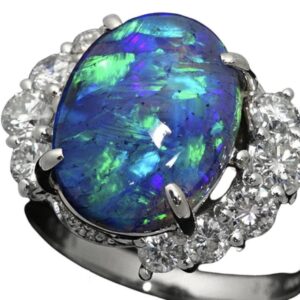 プラチナ900 ブラックオパール 4.32ct メレ 1.2ct リング