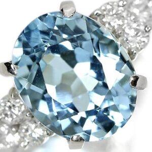 プラチナ900 アクアマリン 4.3ct ダイヤモンド 0.8ct リング