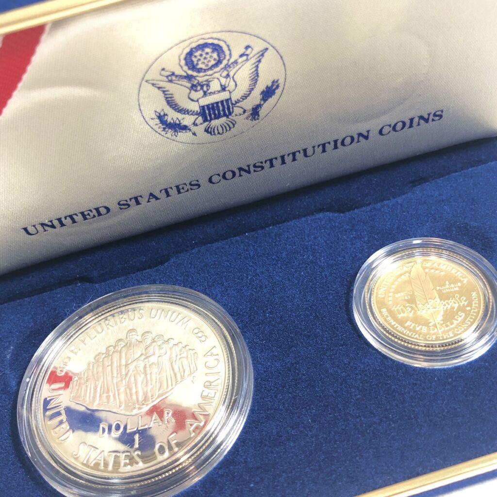 アメリカ憲法起草200年記念 5ドル金貨・1ドル銀貨セットの買取実績