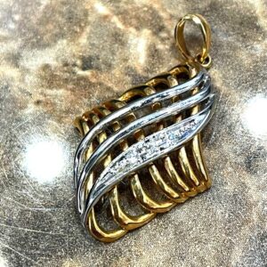 K18 Pt900 コンビ ネックレストップ メレ付き アクセサリー