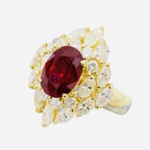 K18 ルビー3.21ct ダイヤモンド2.15ct リング
