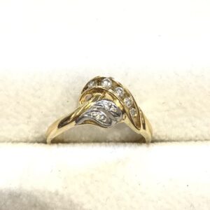 K18 Pt900 コンビ リング メレダイヤモンド0.1ct