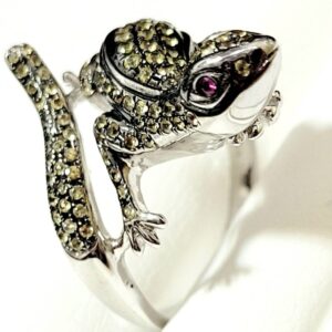 Pt900 イエローサファイア ルビー デザインリング