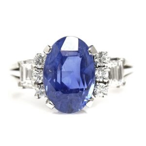 Pt900 サファイア 4.34ct ダイヤモンド 0.4ct リング