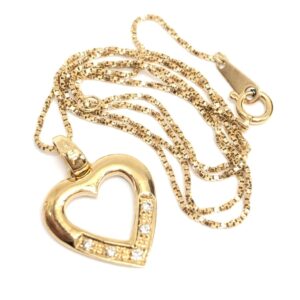 K18 ハートデザイン ネックレス メレダイヤ