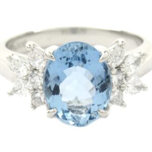 Pt900 アクアマリン 1.89ct ダイヤモンド 0.47ct リング