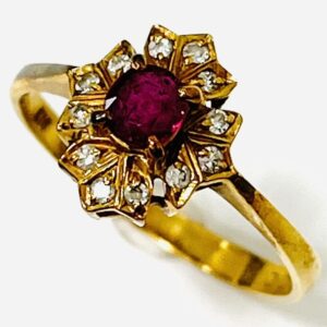 K18 ルビー0.26ctメレ0.08ct付リング