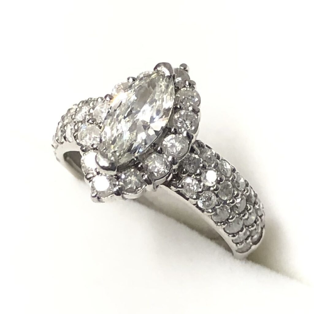 Pt900 ダイヤモンド 0.615ct メレダイヤモンド0.5ct リングの買取実績 