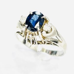 Pt850 サファイア1.02ct メレダイヤ0.02ct付 リング