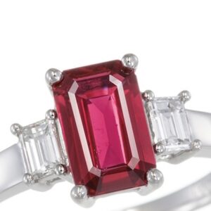 プラチナ900 ルビー 1.3ct ダイヤモンド 0.3ct リング