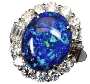 プラチナ900 ブラックオパール 5ct メレ 1.3ct リング