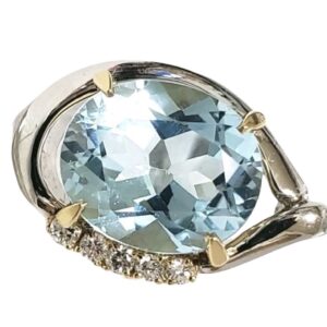 プラチナ900 アクアマリン 5.73ct ダイヤモンド 0.2ct リング