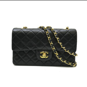 CHANEL チェーンショルダーバッグ ミニマムトラッセ サテン ブラック