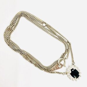 Pt850 サファイア1.13ct＆メレダイヤ0.26ct付ネックレス