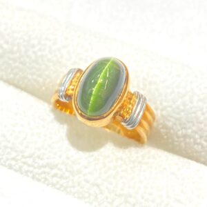 K18 Pt900 コンビリング クリソベルキャッツアイ2.6ct
